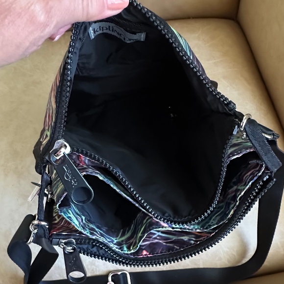 Kipling Crossbody/Shoulder Bag Splash Rainbow Abstract Print Black/Multi NWT - Picture 10 of 16